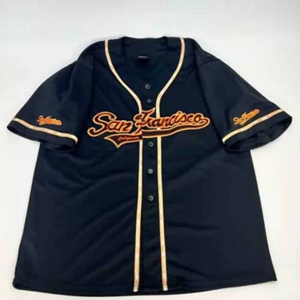 San Francisco Giants Gogo Men Jersey Baseball Black Orange Embroidered XL